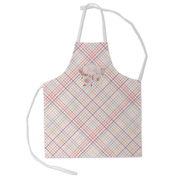Custom Modern Plaid & Floral Kid's Apron - Small (Personalized)
