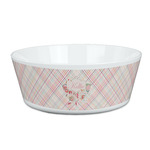 Modern Plaid & Floral Kid's Bowl (Personalized)