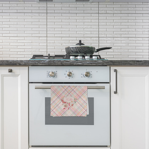 Modern Plaid & Floral Kitchen Towel - Poly Cotton - Lifestyle