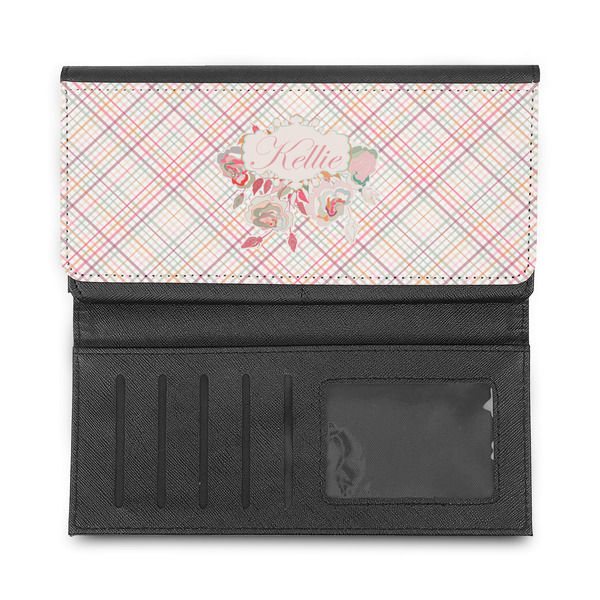 Modern Plaid & Floral Ladies Wallet - Half Way Open