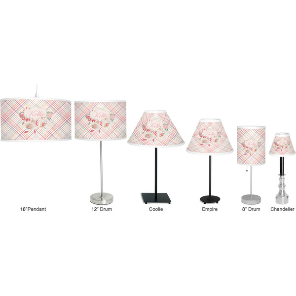 Modern Plaid & Floral Lamp Full View Size Comparison