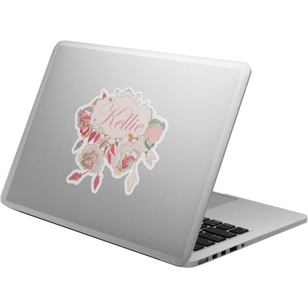 Custom Modern Plaid & Floral Laptop Decal (Personalized)