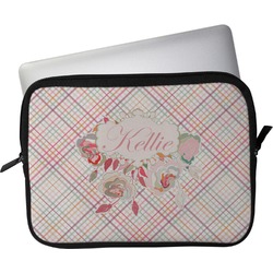 Modern Plaid & Floral Laptop Sleeve / Case (Personalized)