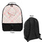 Modern Plaid & Floral Large Backpack - Black - Front & Back View