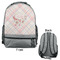 Modern Plaid & Floral Large Backpack - Gray - Front & Back View