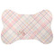 Modern Plaid & Floral Bone Shaped Dog Food Mat (Large) (Personalized)