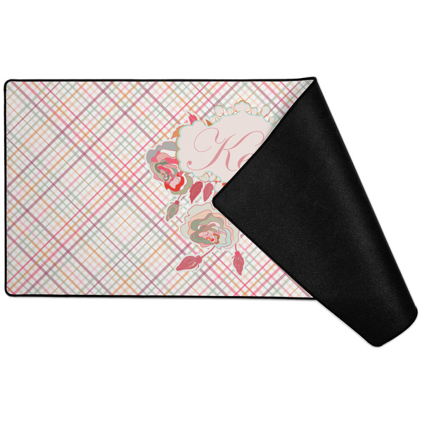 Modern Plaid & Floral Large Gaming Mats - FRONT W/ FOLD