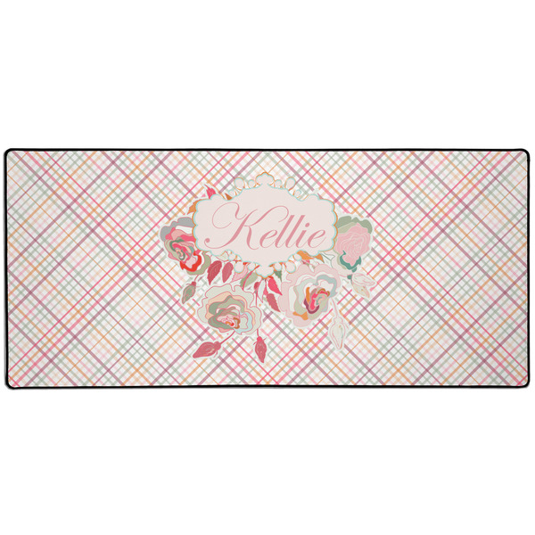 Custom Modern Plaid & Floral Gaming Mouse Pad (Personalized)