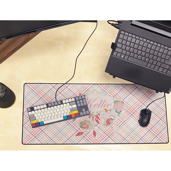 Modern Plaid & Floral Large Gaming Mats - LIFESTYLE