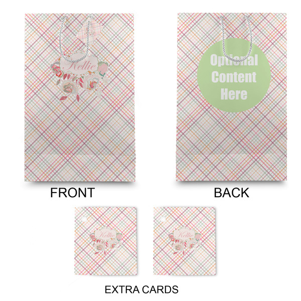 Modern Plaid & Floral Large Gift Bag - Approval