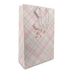 Modern Plaid & Floral Large Gift Bag (Personalized)