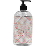 Modern Plaid & Floral Plastic Soap / Lotion Dispenser (Personalized)