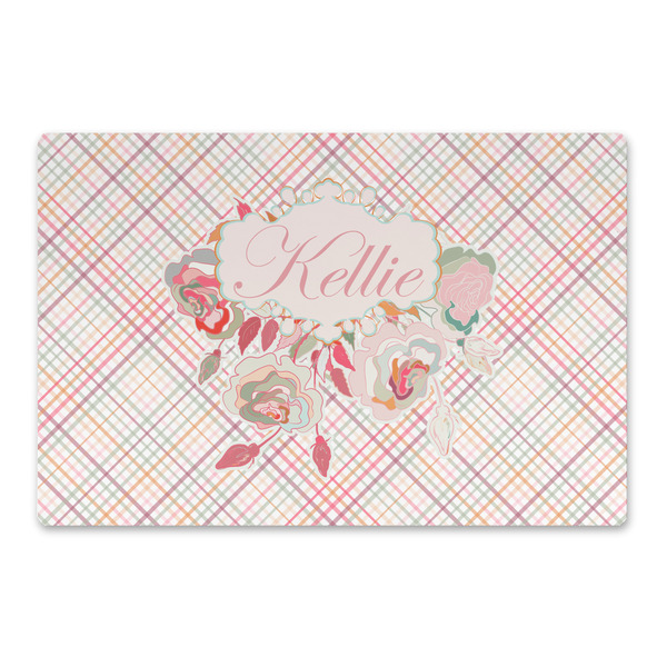 Custom Modern Plaid & Floral Large Rectangle Car Magnet (Personalized)