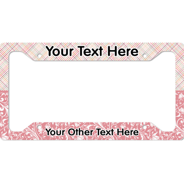 Custom Modern Plaid & Floral License Plate Frame - Style A (Personalized)