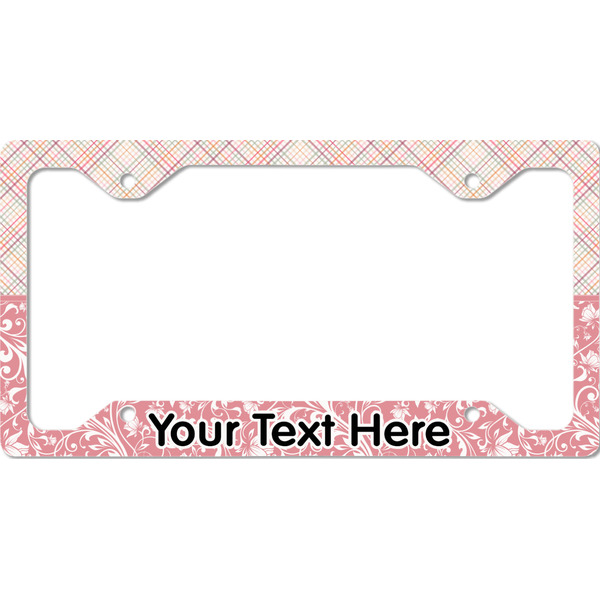 Custom Modern Plaid & Floral License Plate Frame - Style C (Personalized)