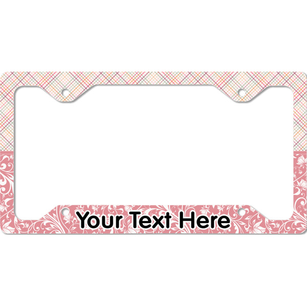 Modern Plaid & Floral License Plate Frame - Style C