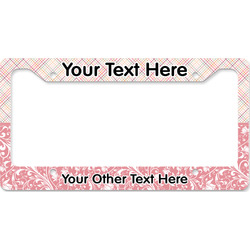 Modern Plaid & Floral License Plate Frame - Style B (Personalized)