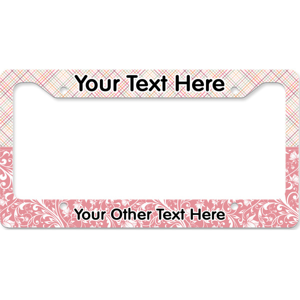 Modern Plaid & Floral License Plate Frame Wide