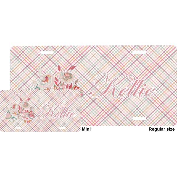 Modern Plaid & Floral License Plate (Sizes)