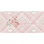 Modern Plaid & Floral Front License Plate (Personalized)