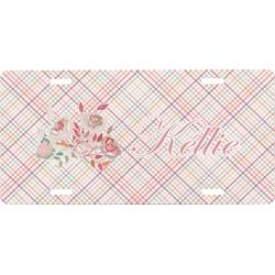 Modern Plaid & Floral Front License Plate (Personalized)