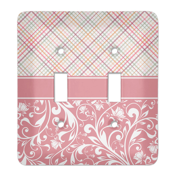 Custom Modern Plaid & Floral Light Switch Cover (2 Toggle Plate)