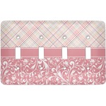 Modern Plaid & Floral Light Switch Cover (4 Toggle Plate)