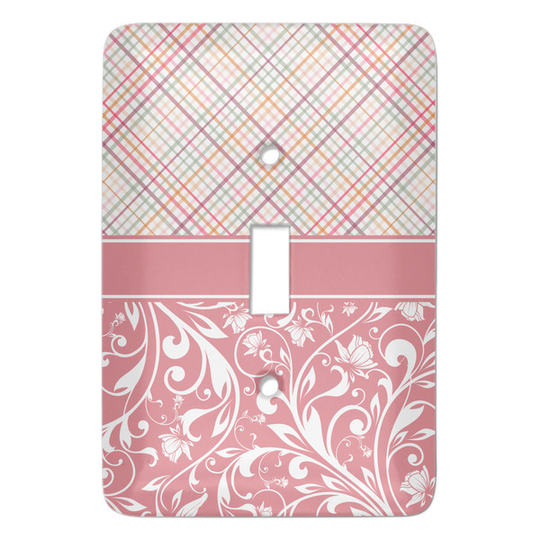 Custom Modern Plaid & Floral Light Switch Cover (Single Toggle)