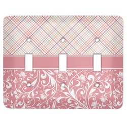 Modern Plaid & Floral Light Switch Cover (3 Toggle Plate)