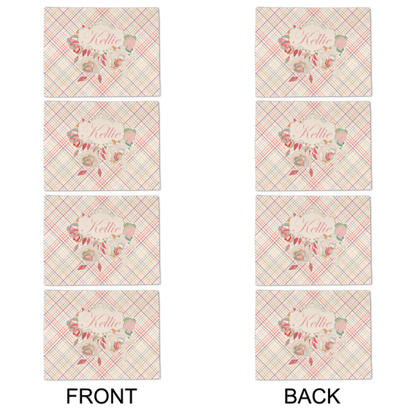 Modern Plaid & Floral Linen Placemat - APPROVAL Set of 4 (double sided)