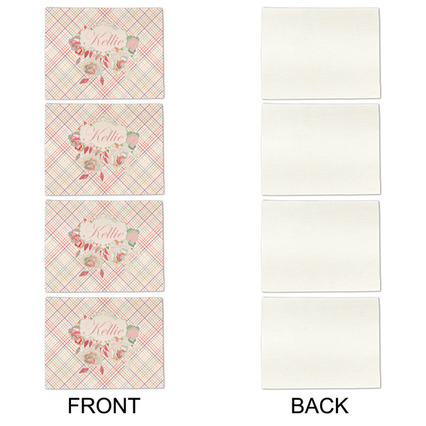 Modern Plaid & Floral Linen Placemat - APPROVAL Set of 4 (single sided)