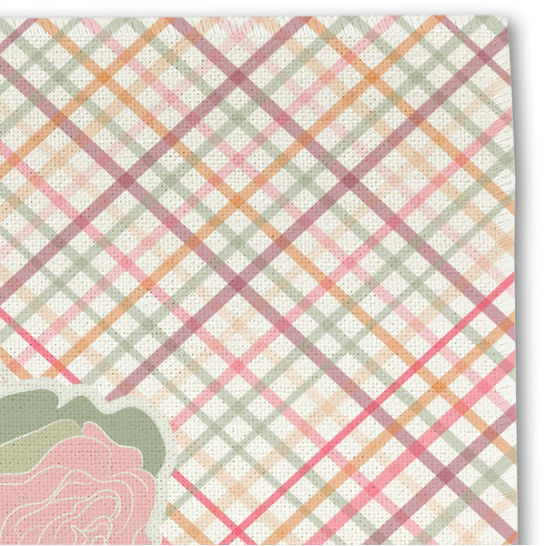 Modern Plaid & Floral Linen Placemat - DETAIL