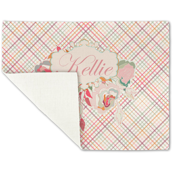 Modern Plaid & Floral Linen Placemat - Folded Corner (single side)