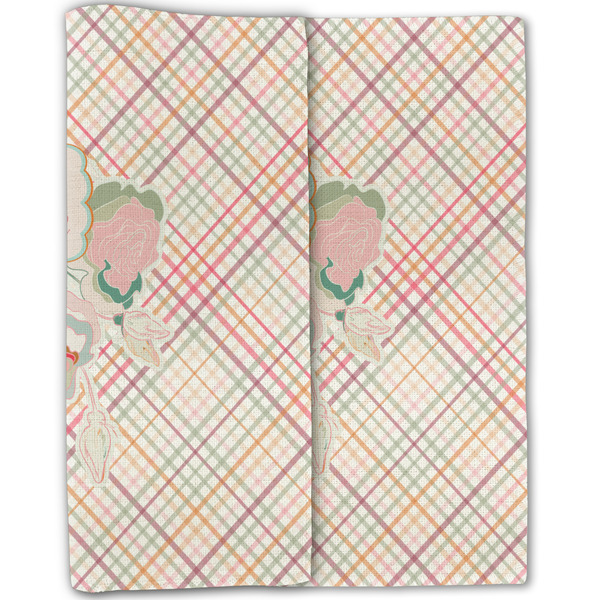 Modern Plaid & Floral Linen Placemat - Folded Half (double sided)