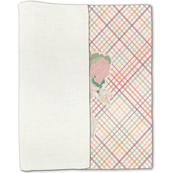 Modern Plaid & Floral Linen Placemat - Folded Half