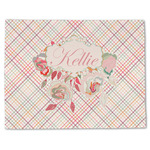 Modern Plaid & Floral Single-Sided Linen Placemat - Single w/ Name or Text