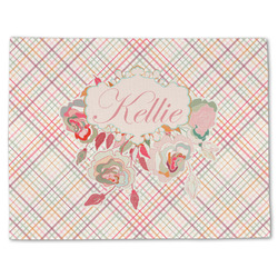 Modern Plaid & Floral Single-Sided Linen Placemat - Single w/ Name or Text