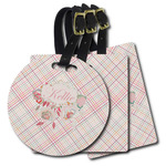 Modern Plaid & Floral Plastic Luggage Tag (Personalized)