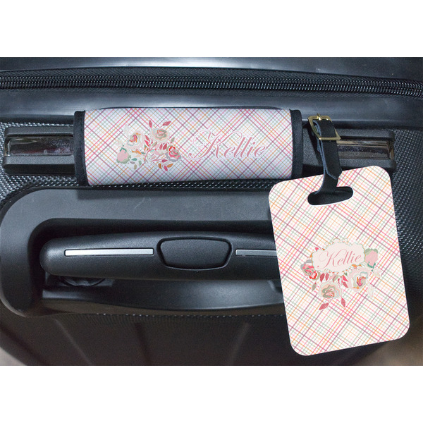 Modern Plaid & Floral Luggage Wrap & Tag