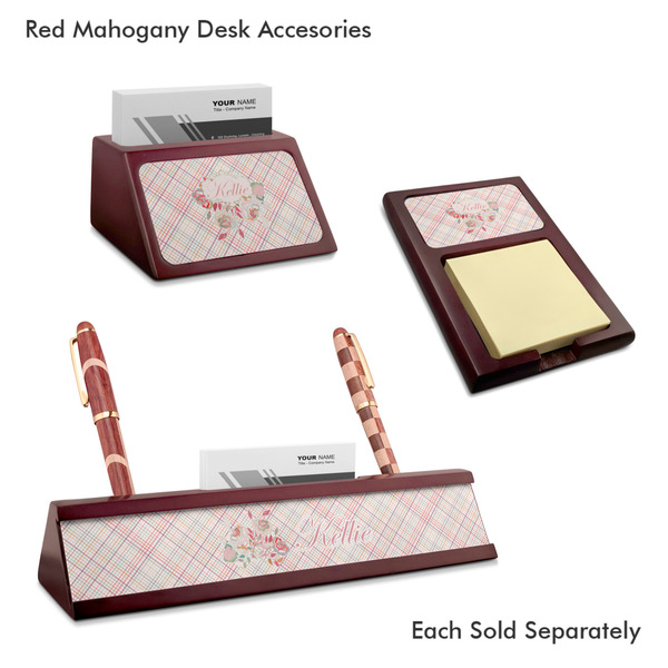 Modern Plaid & Floral Mahogany Desk Accessories