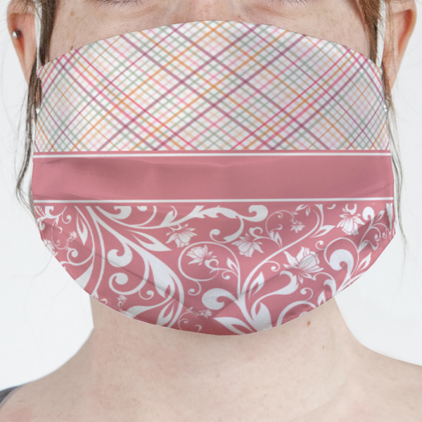 Custom Modern Plaid & Floral Face Mask Cover