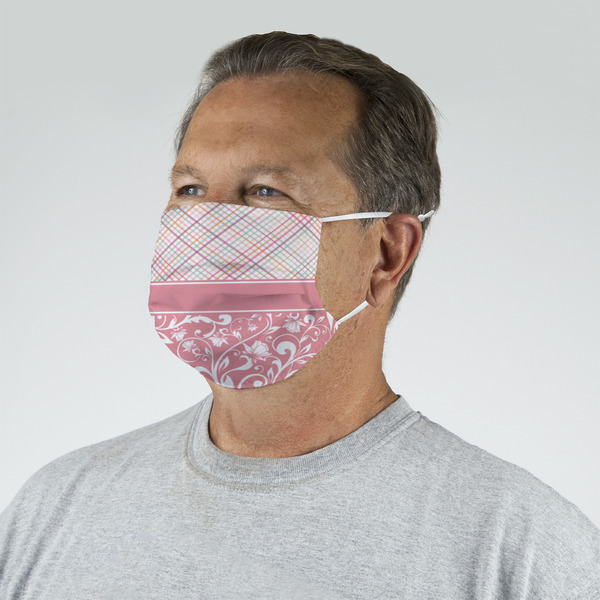 Modern Plaid & Floral Mask - Quarter View on Guy