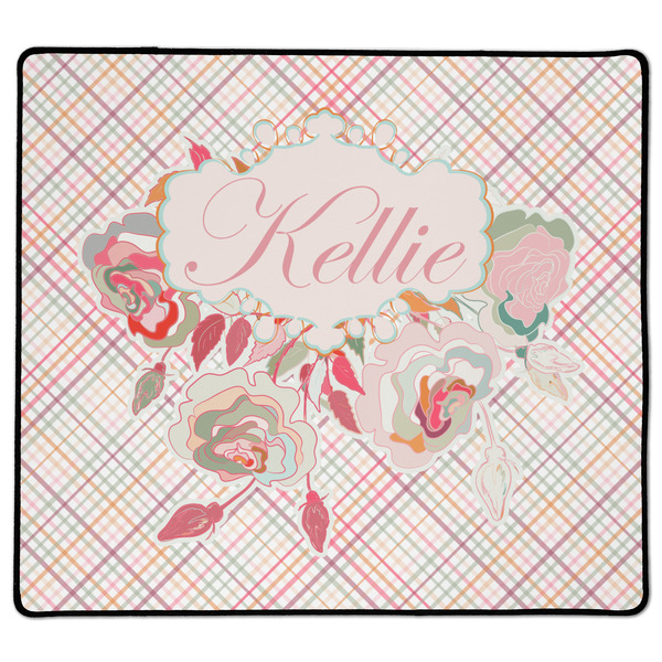 Custom Modern Plaid & Floral XL Gaming Mouse Pad - 18" x 16" (Personalized)