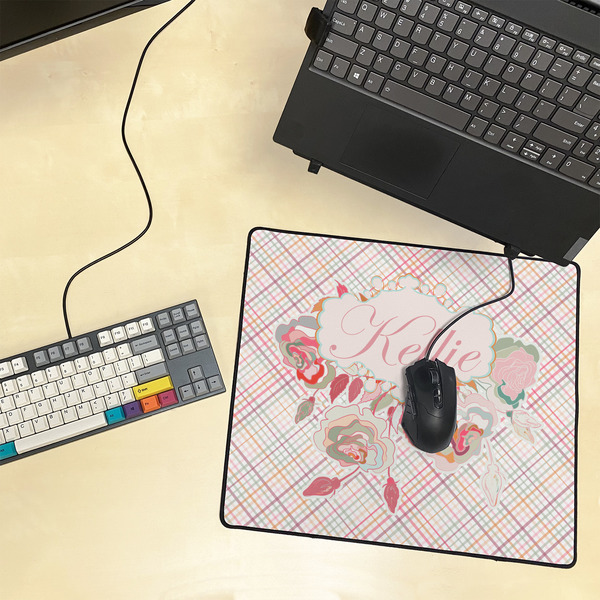 Modern Plaid & Floral Medium Gaming Mats - LIFESTYLE