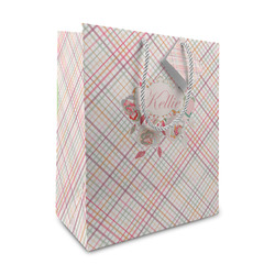 Modern Plaid & Floral Medium Gift Bag (Personalized)