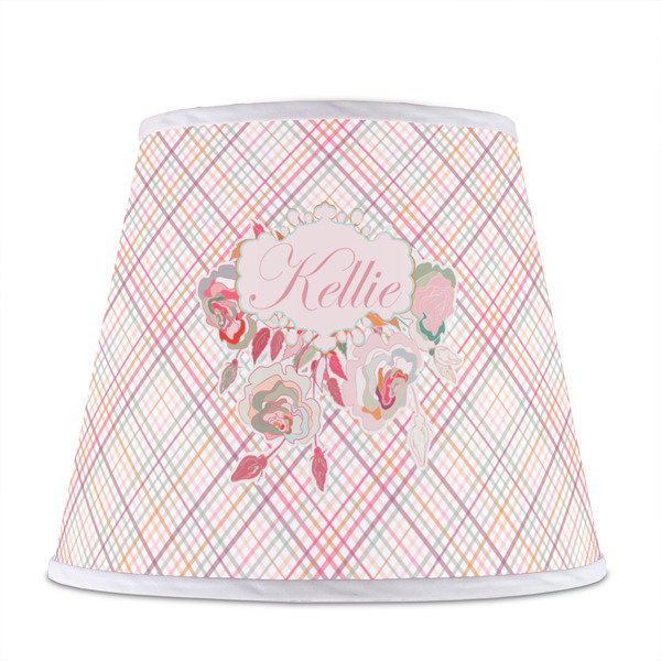 Modern Plaid & Floral Poly Film Empire Lampshade - Front View