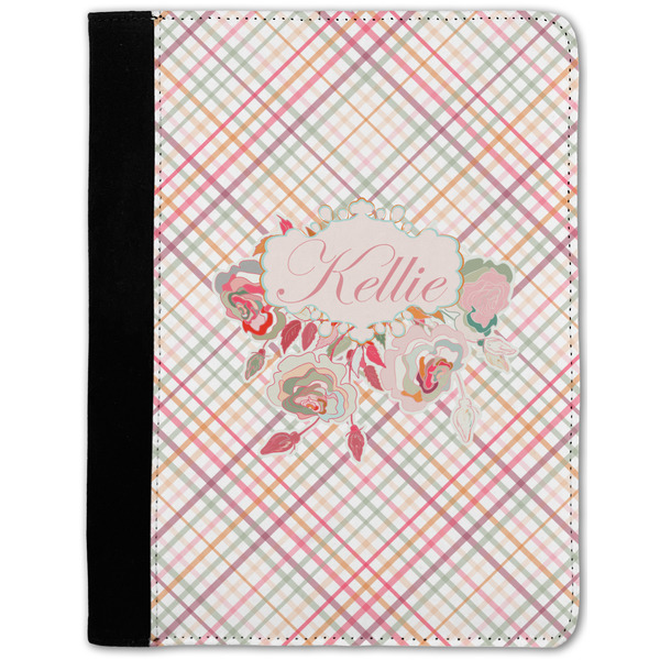 Custom Modern Plaid & Floral Notebook Padfolio w/ Name or Text