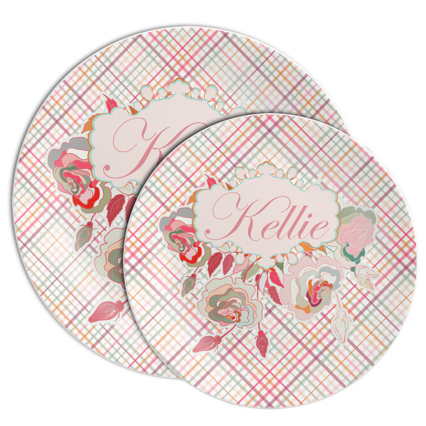 Modern Plaid & Floral Melamine Plates - PARENT/MAIN