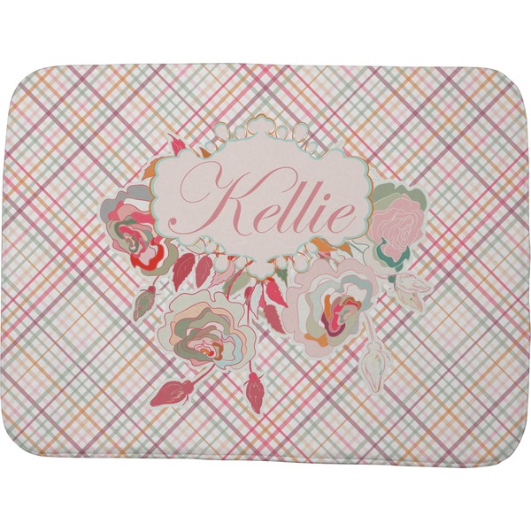 Modern Plaid & Floral Memory Foam Bath Mat 48 X 36