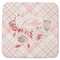 Modern Plaid & Floral Memory Foam Bath Mat - 48"x48" (Personalized)